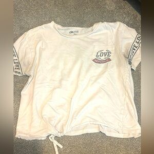 Girls White Cropped Republic Short-Sleeved Tee